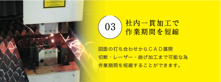 社内一貫加工で作業期間を短縮